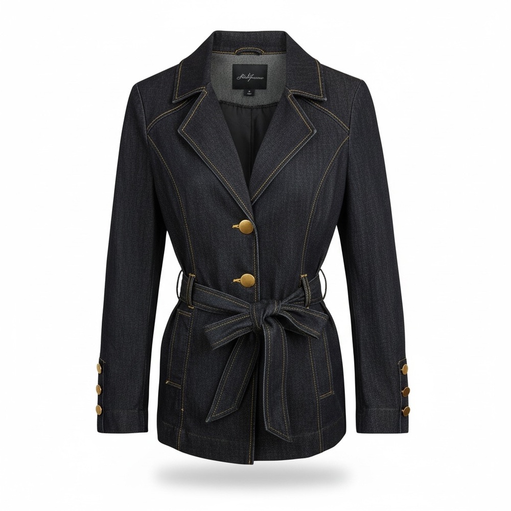 Bisou Bisou Dark Jean Jacket with Gold Buttons